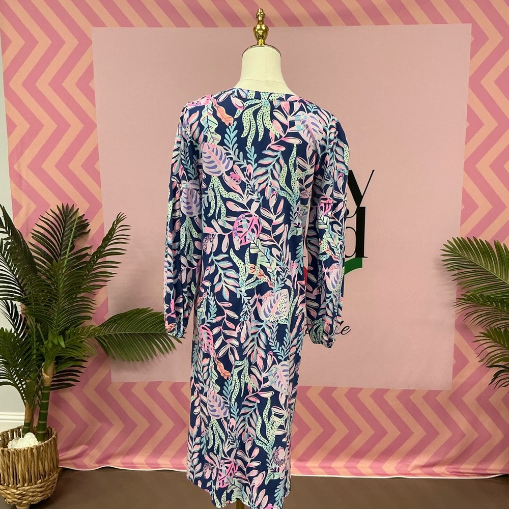 Lilly Pulitzer Vibrant Blue and Pink Long Sleeve Dress - Picture 3 of 4